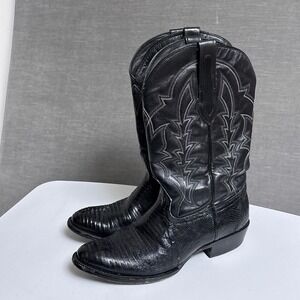 JB Dillon Cowboy Boots 12 EE Wide Black Lizard Leather Western Ranch Mexico